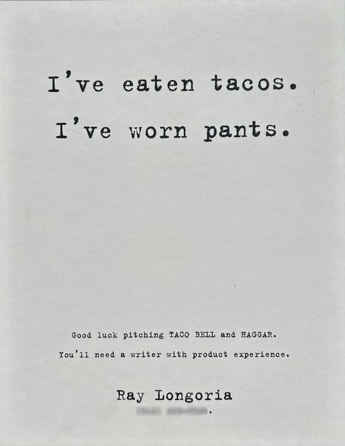Ray Longoria cover letter ad