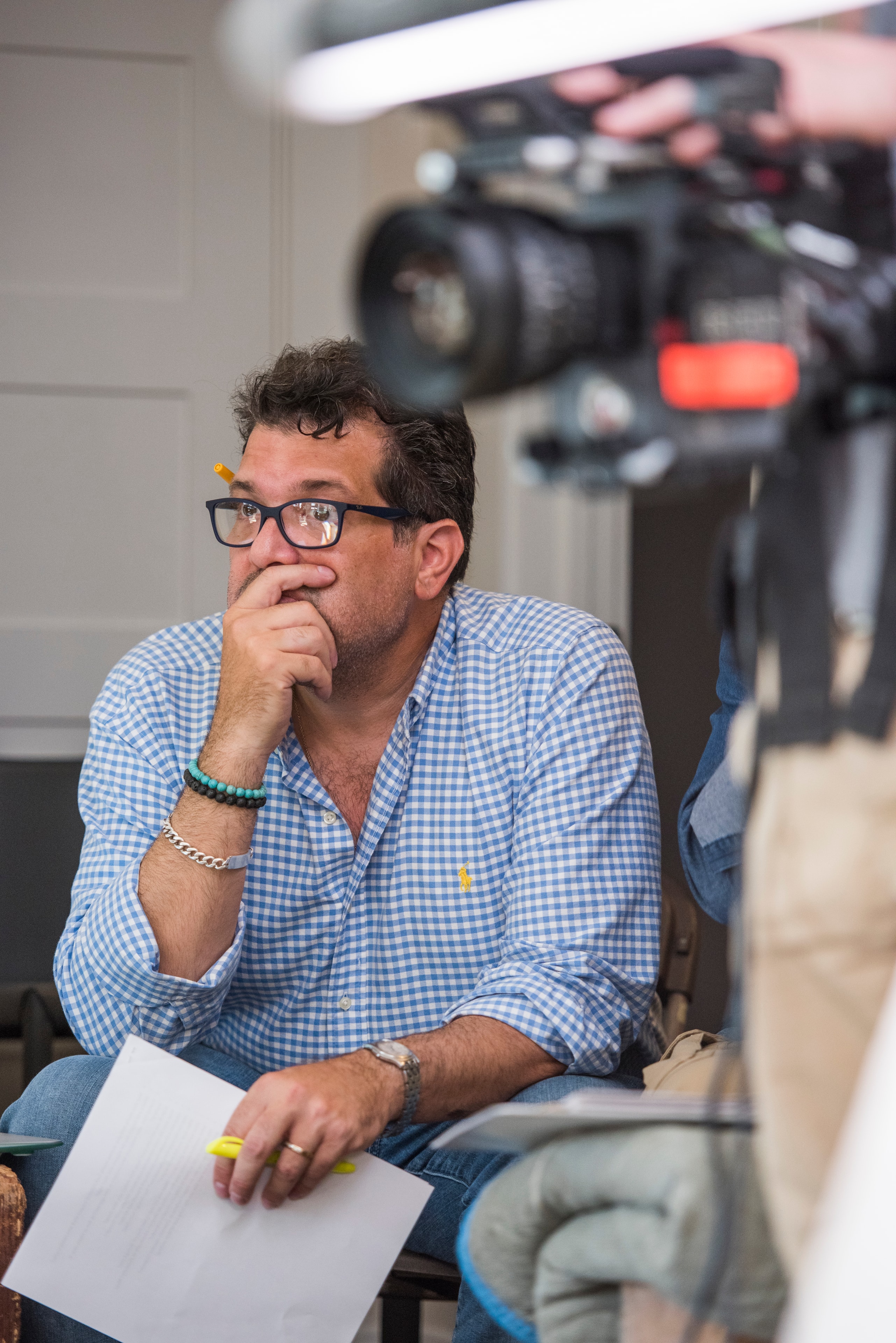 Ray Longoria on set